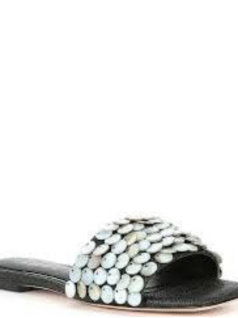 Deltan Flora Metallic Raffia Pearl Disc Flat Sandals